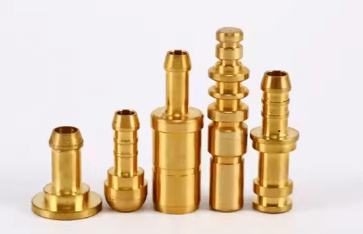 Set of brass hose barb fittings with various shapes