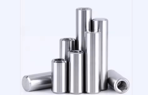 Set of polished stainless steel cylindrical spacers