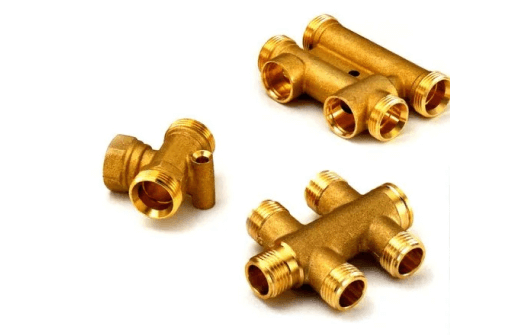 Brass plumbing fittings with multiple threaded ports
